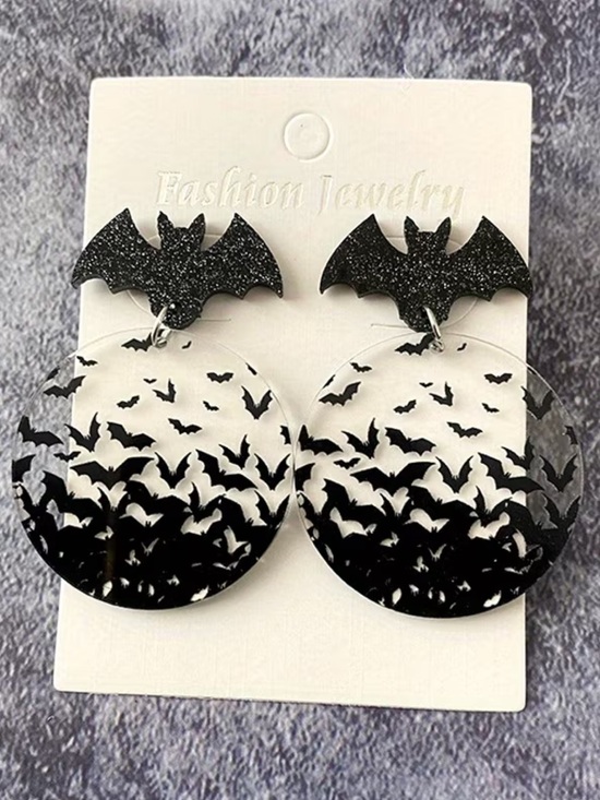 kristine’s closet Jewelry - 🦇Black Bat and Bat-Swarm Acrylic Drop Earrings
